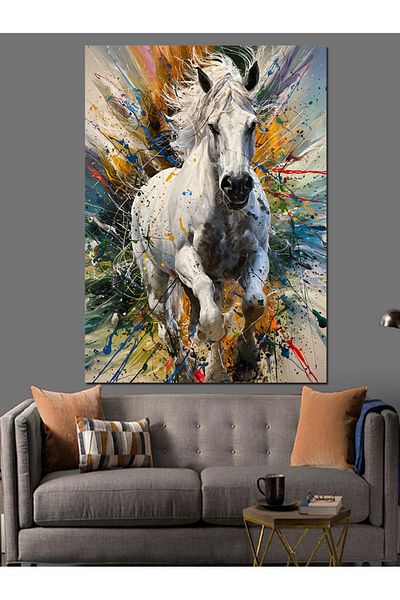 Tablomega Pânză decorativă White Horse - Lemn MDF