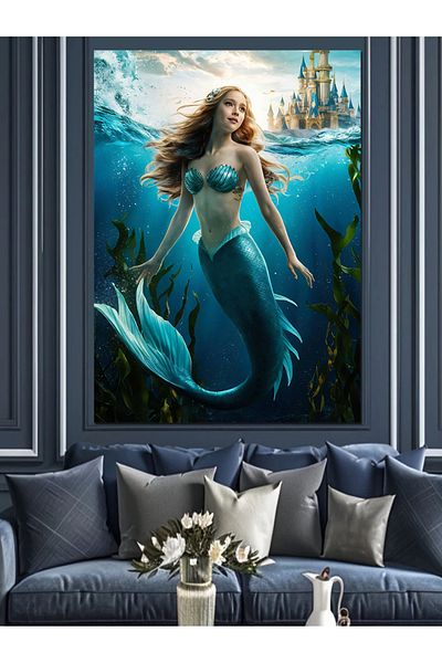 Tablomega Pânză decorativă Blue Mermaid - Lemn MDF