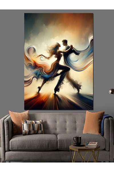 Tablomega Pânză decorativă cu cuplu dansând abstract - pictură din lemn MDF