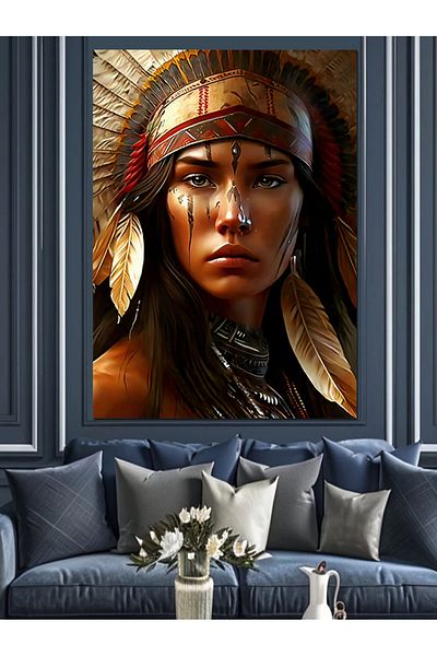 Tablomega Pânză decorativă Indian Girl - Lemn MDF
