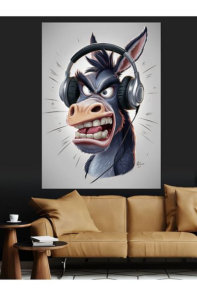 Tablomega Canvas decorativ Muzică Ascultând Mule - Lemn MDF