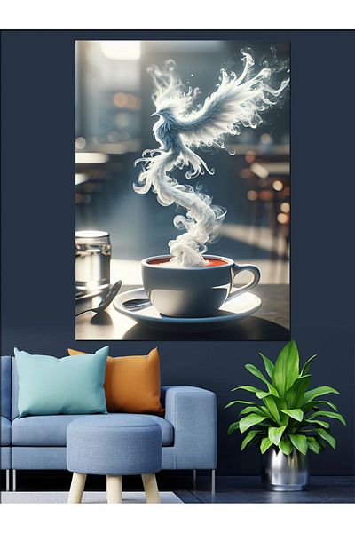 Tablomega Pânză Decorativă Cafea și Phoenix - Lemn MDF