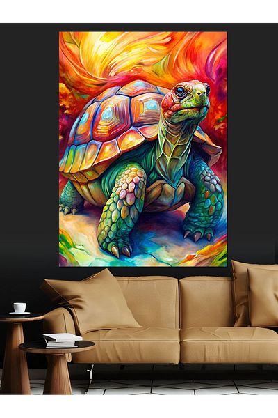 Tablomega Pânză decorativă broască țestoasă colorată - Lemn MDF