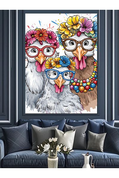 Tablomega Pânză decorativă cu pui drăguți - Lemn MDF