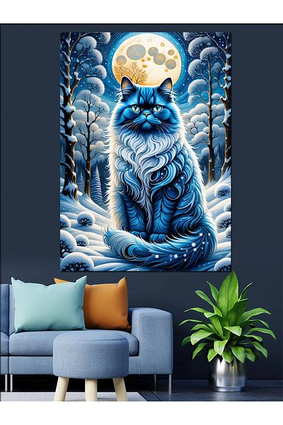 Tablomega Pânză decorativă Snows Cat - Lemn MDF