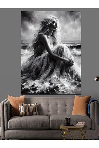 Tablomega Διακοσμητικός καμβάς Waves And Girl - Ξύλινος πίνακας MDF