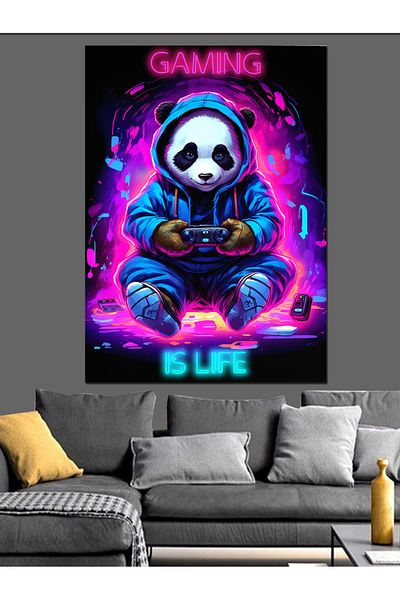 Tablomega Pânză Decorativă Gamer Panda - Lemn MDF