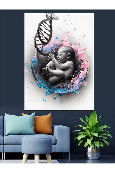 Tablomega Pânză decorativă Bebeluș în Uterul - Lemn MDF