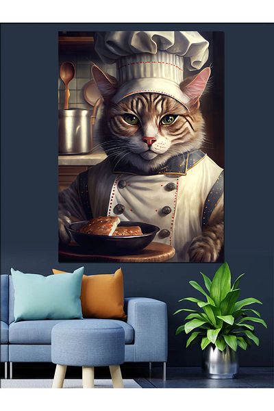 Tablomega Pânză decorativă Cook Cat - Lemn MDF