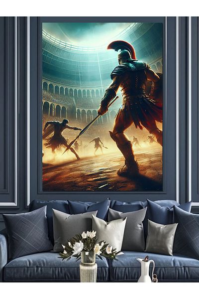 Tablomega Pânză Decorativă Gladiator în Arenă - Lemn MDF