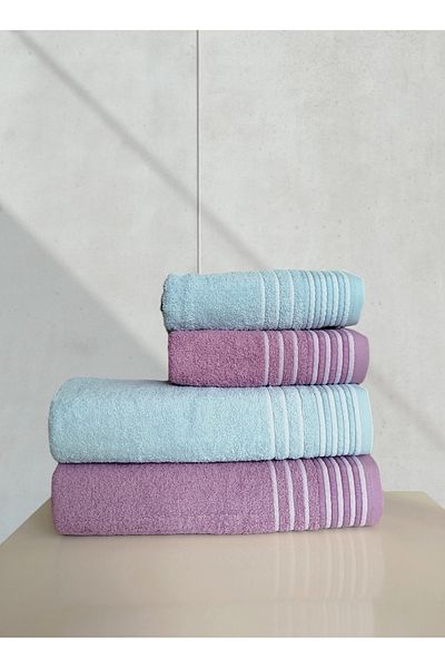 begenal home 100% Cotton 2 Pieces 100X150 cm Bath Towels and 2 Pieces 50X90 cm Hand Face Towels