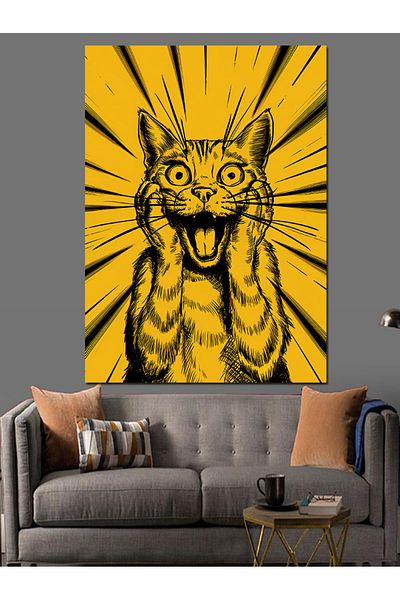 Tablomega Pânză decorativă Cat Surprised - Lemn MDF