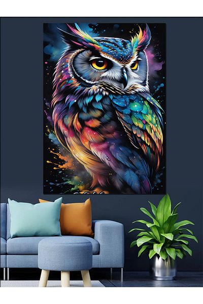 Tablomega Pânză decorativă cu bufniță moale - Lemn MDF