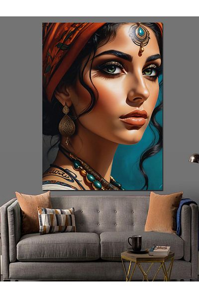 Tablomega Indian Ranee Canvas Decorativ pentru Femei - Lemn MDF Tablou