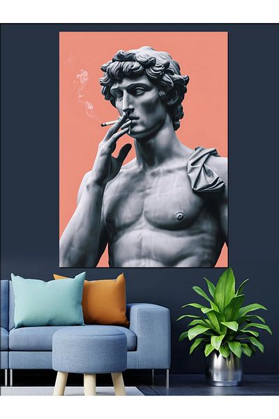 Tablomega Pictură Decorativă Canvas - Lemn MDF Sculptură Fumător