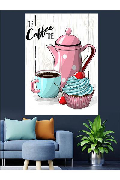 Tablomega Pânză Decorativă Cafea și Cupcake - Lemn MDF
