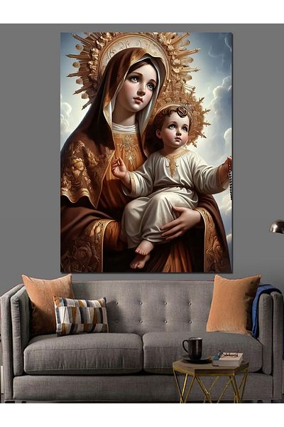 Tablomega Διακοσμητικός καμβάς Virgin Mary Vs Hz Jesus - Ξύλινος πίνακας MDF