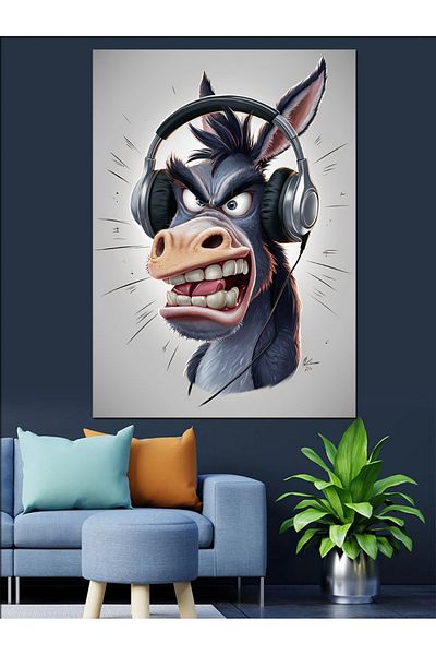 Tablomega Canvas decorativ Muzică Ascultând Mule - Lemn MDF
