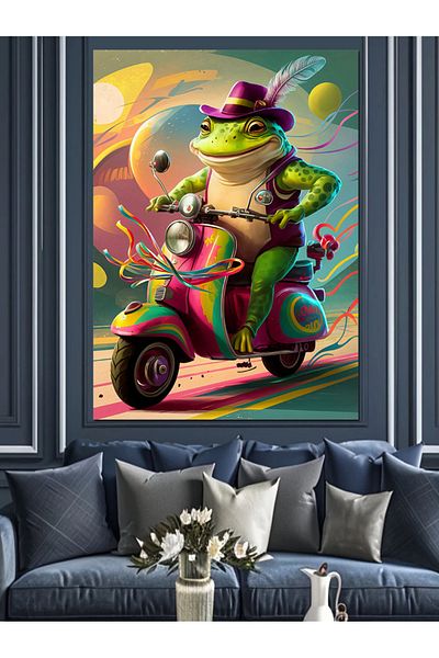 Tablomega Motocicletă Utilizând Broască Pânză Decorativă - Lemn MDF