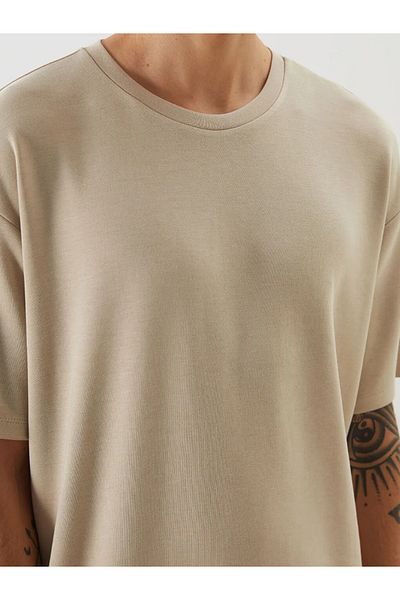 LC Waikiki Lcw Vision Beige Crew Neck Men's Short Sleeve T-Shirt