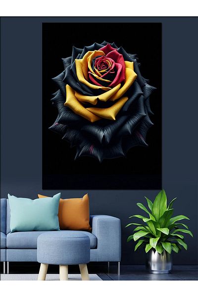 Tablomega Pânză decorativă cu trandafir colorat - Lemn MDF