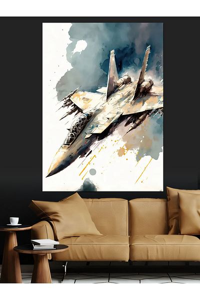 Tablomega Canvas Decorativ Avion de Luptă - Lemn MDF