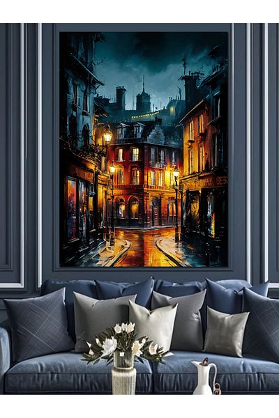Tablomega Pânză Decorativă Retro Town - Lemn MDF
