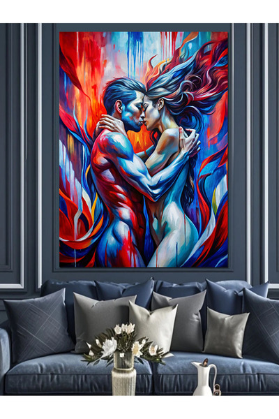 KanvasSepeti Colors and Love Decorative Canvas - Oil Painting Textured High Quality Canvas Canvas Painting 80 X 60 cm