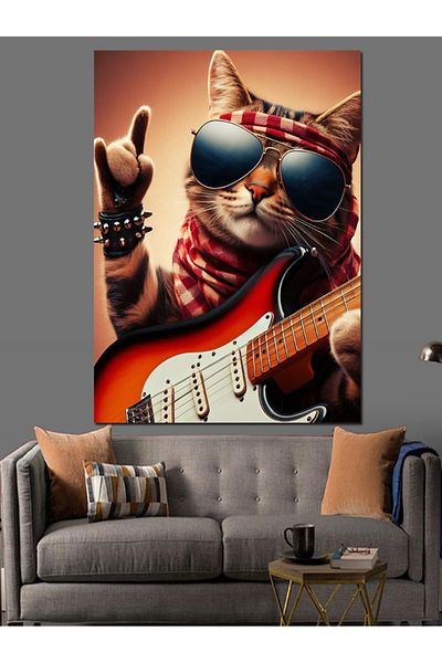 Tablomega Pânză decorativă Rocker Cat - Lemn MDF