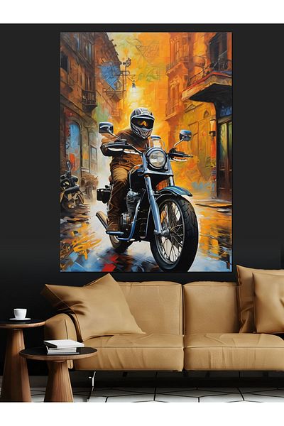 Tablomega Omul care conduce o motocicletă Pânză decorativă - Lemn MDF