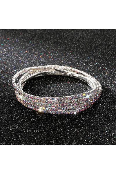 Choice A1 5pcs/lot Elastic Crystal Bracelets 2mm Charming Gold Color Crystal Rhinestones Metal Bangle Brace
