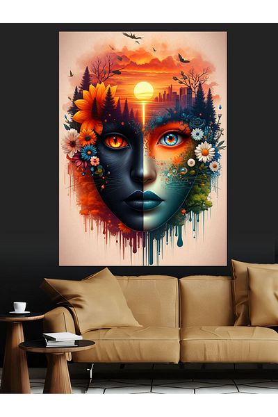 Tablomega Pânză decorativă abstractă pentru femei și oraș - pictură din lemn MDF