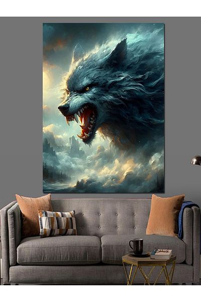 Tablomega Pânză decorativă Angry Wolf - Lemn MDF