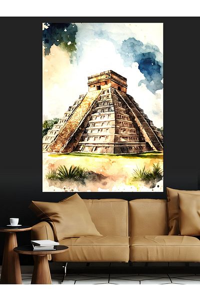 Tablomega Διακοσμητικός καμβάς El Castillo Aztec Pyramid - Ξύλινος πίνακας MDF