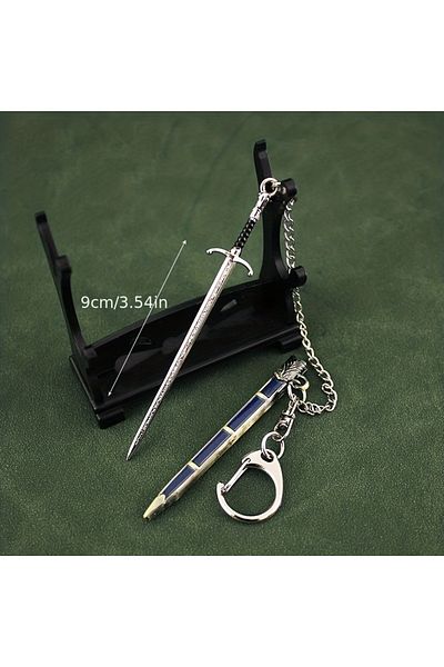 Choice سلسلة مفاتيح على شكل سيف قديم شهير من المعدن غير ذو حواف زرقاء داكنة، قلادة حقيبة، سلسلة مفاتيح مثيرة للاهتمام