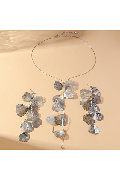 Choice 80837401- طقم نسائي رومانسي مكون من 3 قطع فضية أنيقة وجذابة على شكل أو...