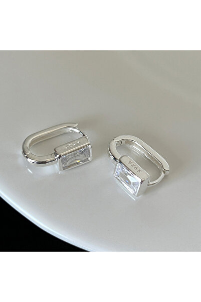 Choice أقراط زاكول دائرية على شكل حرف U مرصعة بالزركون باللون الفضي للنساء، ل...