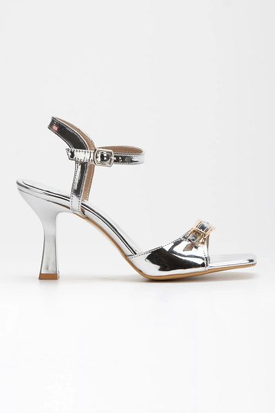 MFT AYAKKABI Pantofi de vară eleganti, cu toc subțire, argintii