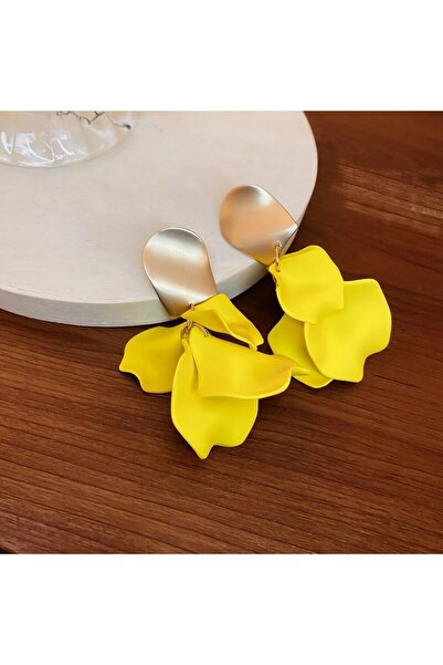 Choice أقراط نسائية بوهيمية صفراء ملونة على شكل زهرة، أقراط متدلية على شكل بتلات أنيقة للحفلات