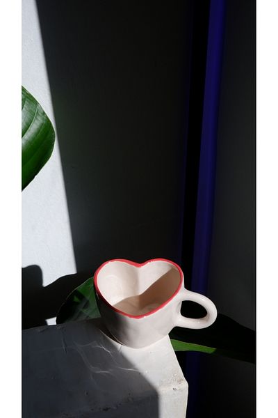 Maui Handmade Ceramic Red Heart Cup, Ceramic Heart Mug