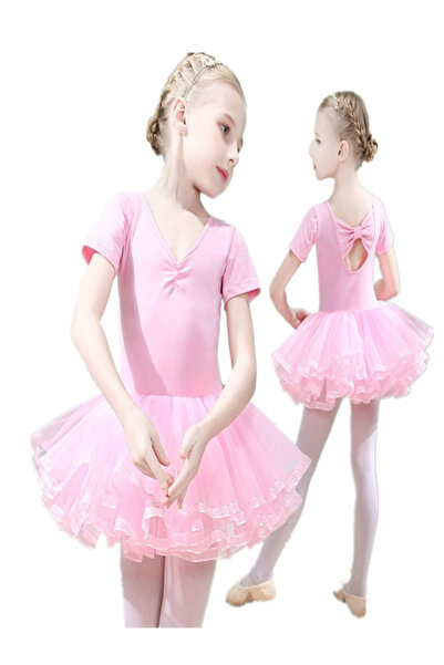 Best Ladies فستان باليه للبنات من توتو، فستان رقص ضيق بأكمام قصيرة (5-6 سنوات)