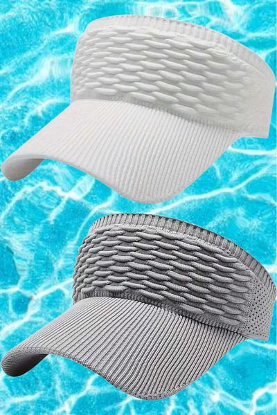 Mood Agenda Women's Knitted Textured Uv Protection Summer Visor Hat Set of 2
