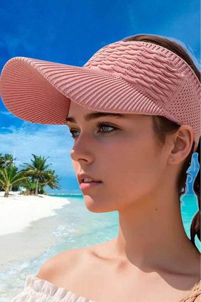 Uniquetrenders Women's Knitted Textured Uv Protection Summer Visor Hat