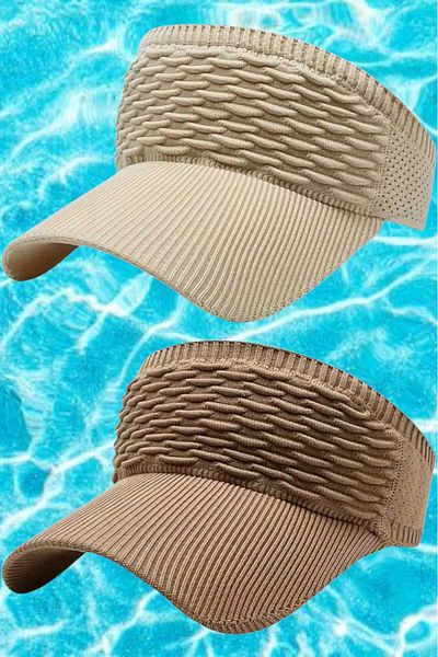 Mood Agenda Women's Knitted Textured Uv Protection Summer Visor Hat Set of 2