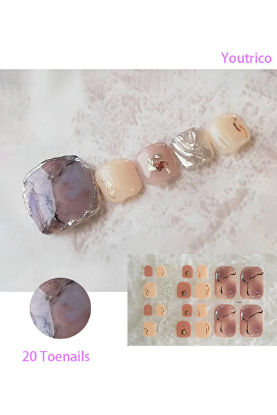 Youtrico ملصقات طلاء أظافر لامعة بـ 20 إصبعًا ذاتية اللصق DIY