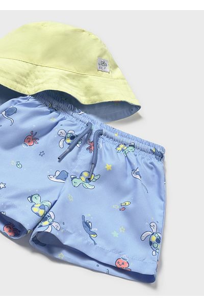MAYORAL Baby Swimsuit Sun Protection Double Sided Swim Shorts and Hat Set