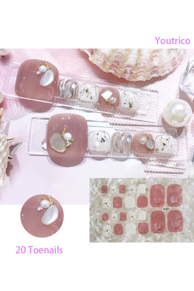 Youtrico ملصقات طلاء أظافر لامعة بـ 20 إصبعًا ذاتية اللصق DIY