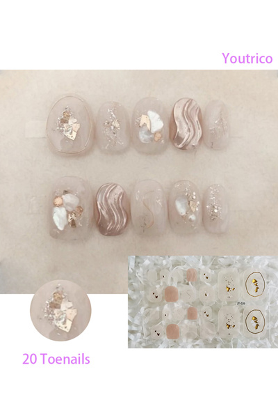 Youtrico ملصقات طلاء أظافر لامعة بـ 20 إصبعًا ذاتية اللصق DIY