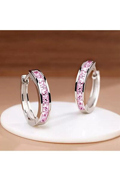 Choice أقراط دائرية نسائية بتصميم كلاسيكي من Huitan E3921 مرصعة بأحجار الزركو...