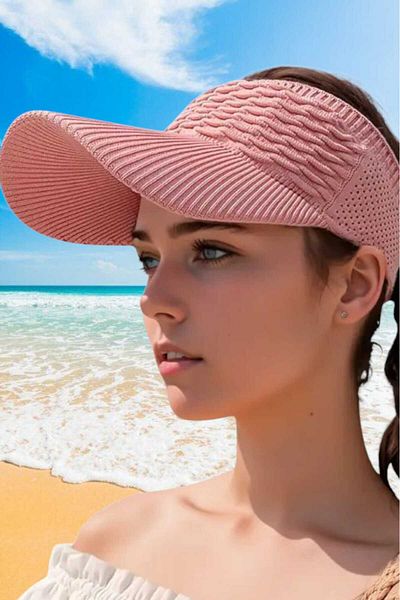 Mood Agenda Women's Knitted Textured Uv Protection Summer Visor Hat
